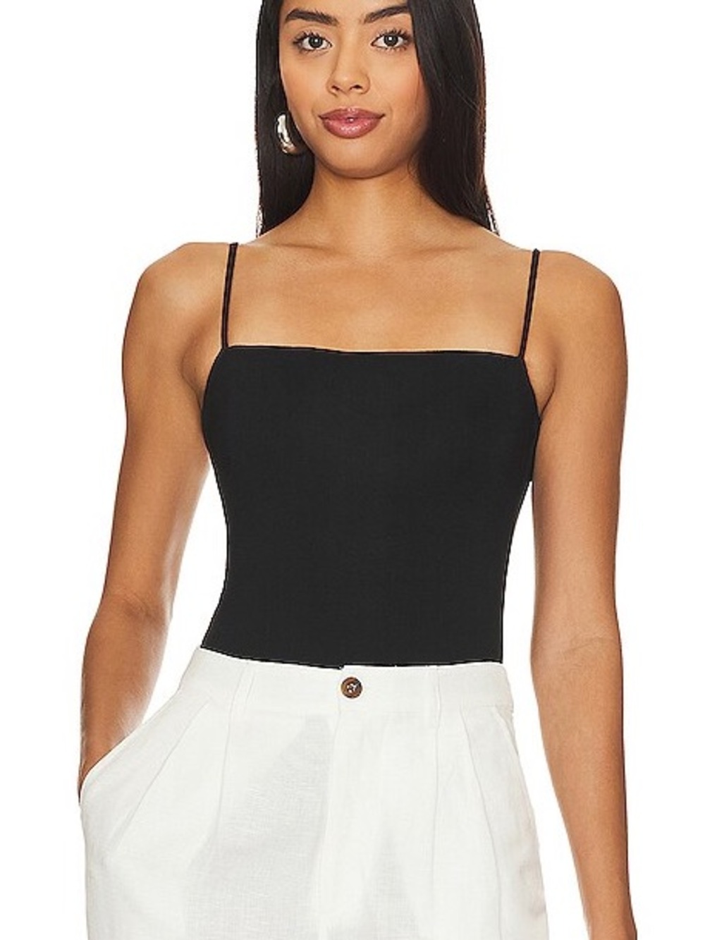 Revolve RE ONA Black Square Neck Bodysuit